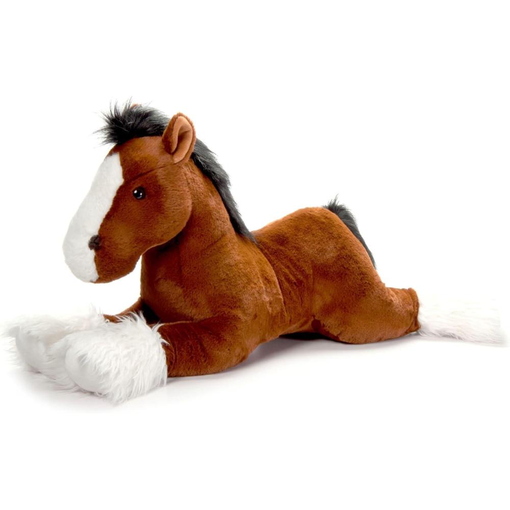 image:imageThe Petting Zoo Clydesdale Horse Stuffed Animal Plushie Gifts for Kids Wild Onez Barnyard Animals Brown Horse Plush Toy Jumbo 27 inches