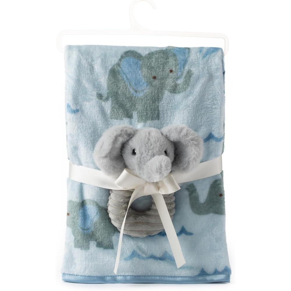 image:imageThe Petting Zoo Elephant Stuffed Animal Plushie Blanket and Rattle Gifts for Kids Bumblez Animals Grey Elephant Plush Toy 30 inches