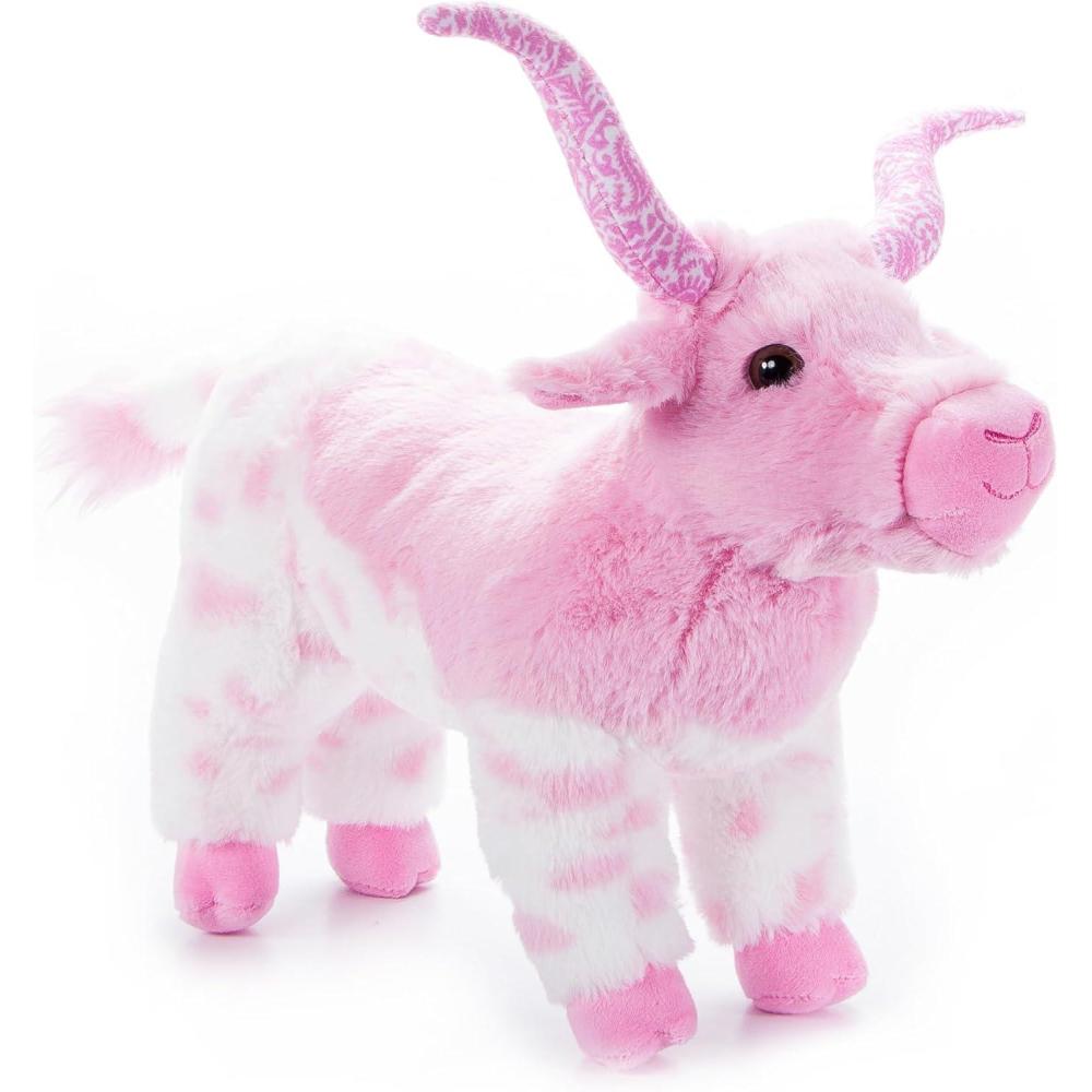 image:imageThe Petting Zoo Longhorn Stuffed Animal Plushie Gifts for Kids Wild Onez Wildlife Animals Pink Longhorn Plush Toy 12 inches