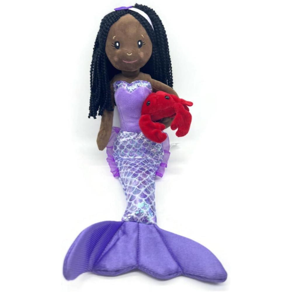 image:imageThe Petting Zoo Mermaid Doll with Crab Stuffed Animal Great Gifts for Girls Plush Doll Mermaid with Crab Plush Toy17 Inches Dark SkinAfrican American