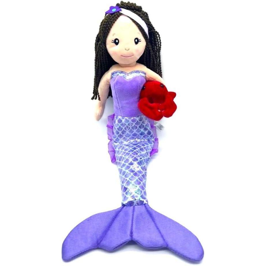 image:imageThe Petting Zoo Mermaid Doll with Crab Stuffed Animal Great Gifts for Girls Plush Doll Mermaid with Crab Plush Toy17 Inches Dark SkinBrunette