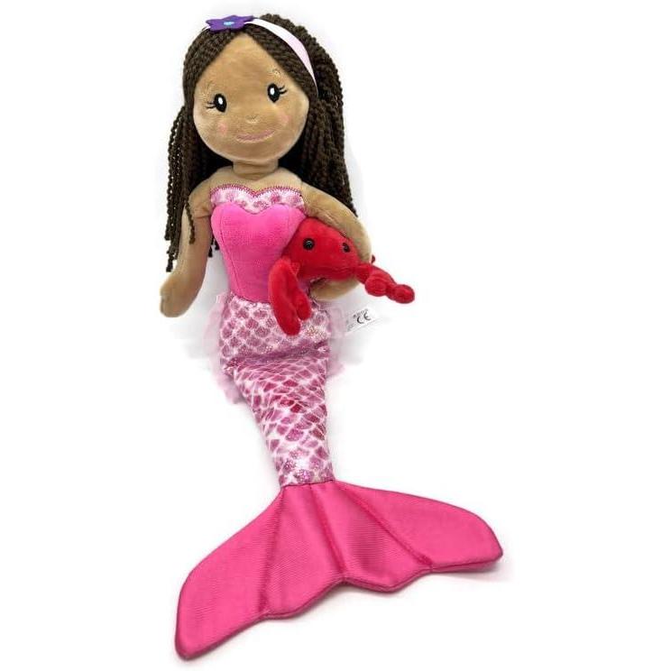 image:imageThe Petting Zoo Mermaid Doll with Crab Stuffed Animal Great Gifts for Girls Plush Doll Mermaid with Crab Plush Toy17 Inches Dark SkinDark Skin