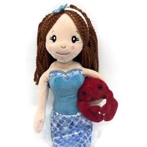 image:imageThe Petting Zoo Mermaid Doll with Crab Stuffed Animal Great Gifts for Girls Plush Doll Mermaid with Crab Plush Toy17 Inches Dark SkinRed Hair