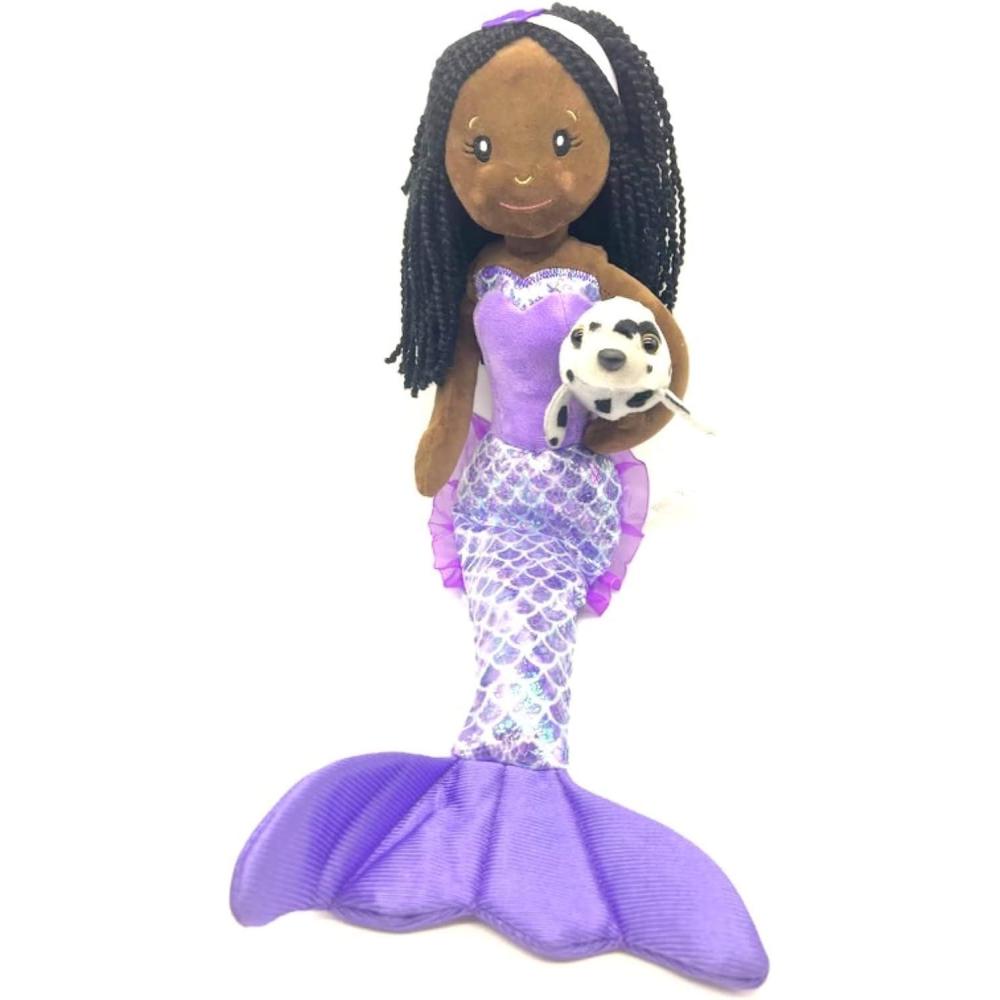image:imageThe Petting Zoo Mermaid Doll with Harbor Seal Stuffed Animal Gift for Girls Plush Doll with Seal Plush Toy 16 Inches Dark SkinAfrican American