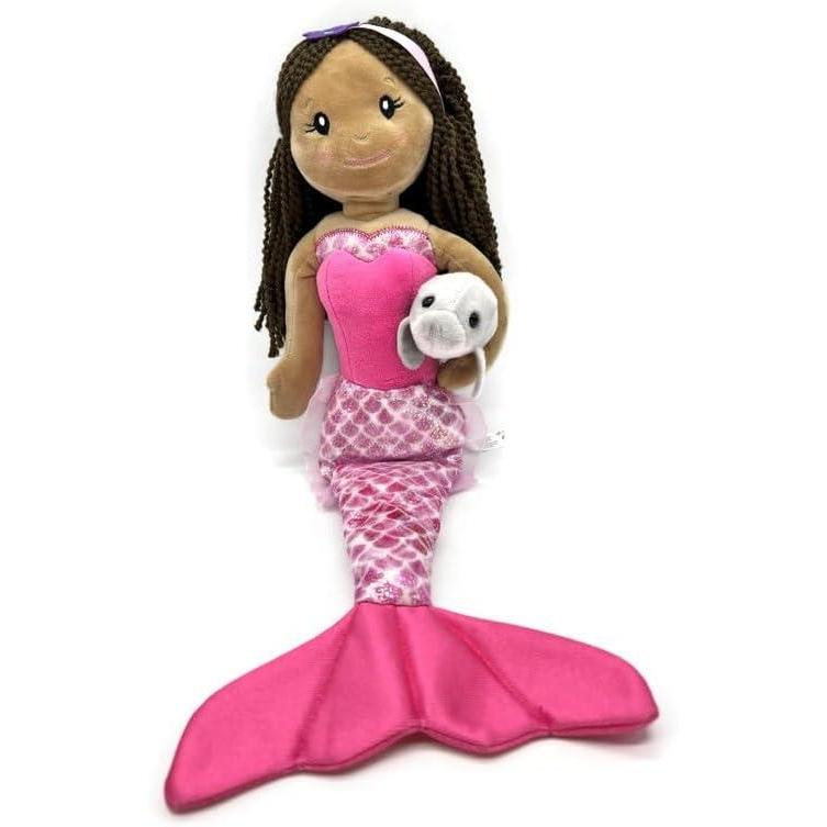 image:imageThe Petting Zoo Mermaid Doll with Manatee Stuffed Animal Great Gifts for Girls 17 Inches DarkSkinned