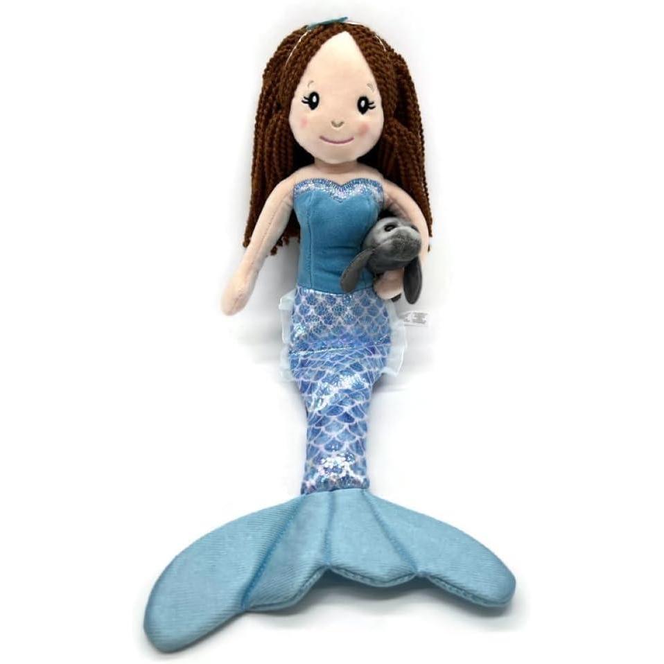 image:imageThe Petting Zoo Mermaid Doll with Manatee Stuffed Animal Great Gifts for Girls Mermaid Plush Doll with Manatee Plush Toy 17 inch Red Hair