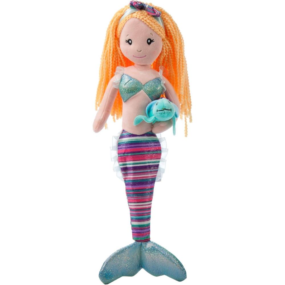image:imageThe Petting Zoo Mermaid Doll with Sea Turtle Stuffed Animal Great Gifts for Girls Mermaid Plush Doll with Turtle Plush Toy 17 inch Red HairBlonde
