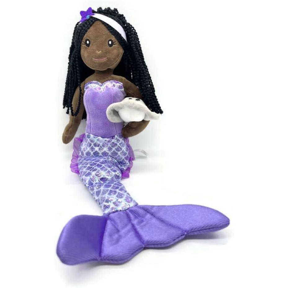image:imageThe Petting Zoo Mermaid Doll with Stingray Stuffed Animal Great Gifts for Girls Mermaid Plush Doll with Stingray Plush Toy 17 inch African American