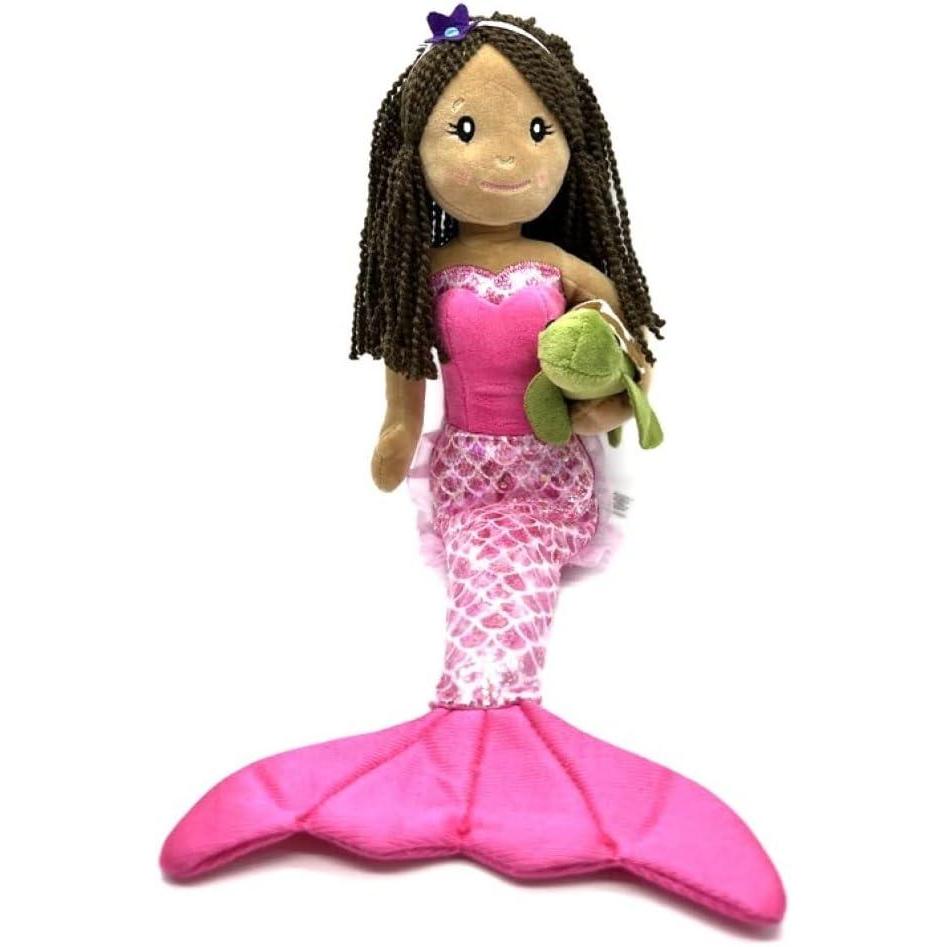 image:imageThe Petting Zoo Mermaid Doll with Turtle Stuffed Animal Great Gifts for Girls Mermaid Plush Doll with Turtle Plush Toy 17 inch Dark Skin