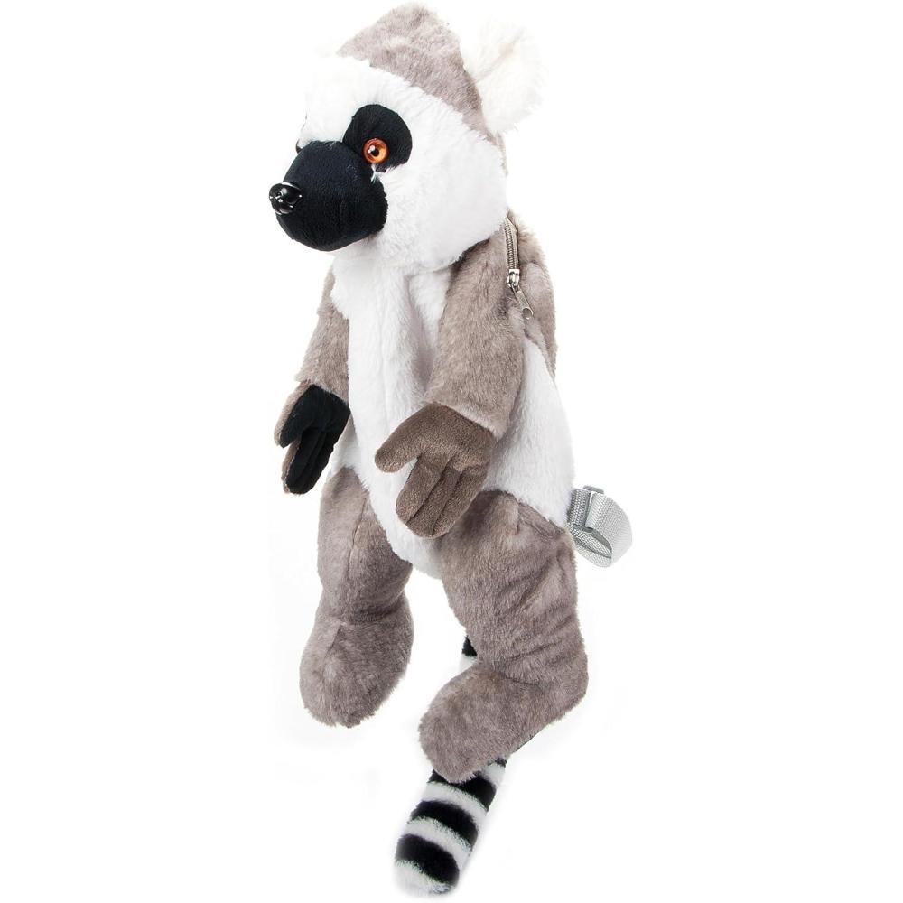 image:imageThe Petting Zoo RingTailed Lemur Stuffed Animal Plushie Backpack Gifts for Kids Wildlife Animal Toy Gray RingTailed Lemur Plush Toy Book Bag 20 inches