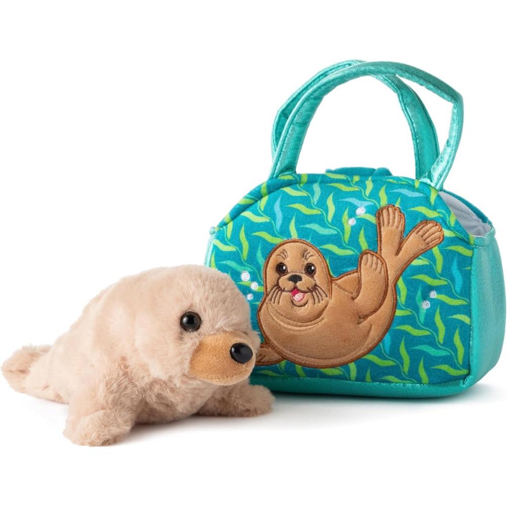 image:imageThe Petting Zoo Sea Lion Stuffed Animal Plushie and Purse Set Gifts for Kids Sealife Animal Toy Brown Sea Lion Plush Toy and Purse Pet Carrier