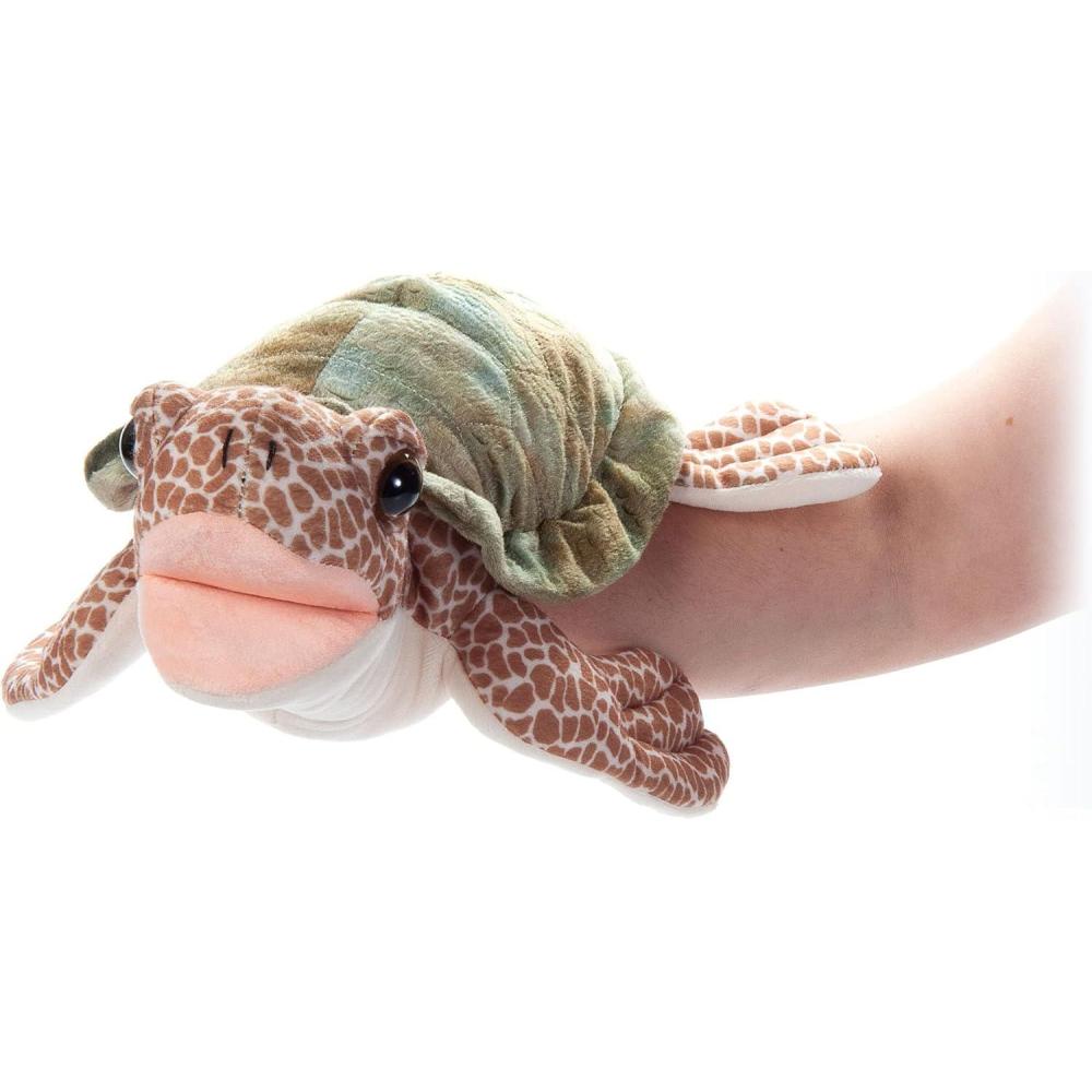 image:imageThe Petting Zoo Sea Turtle Hand Puppet Stuffed Animal Plushie Gifts for Kids Puppetz Animals Sea Turtle Interactive Puppets Plush Toy 19 Inches
