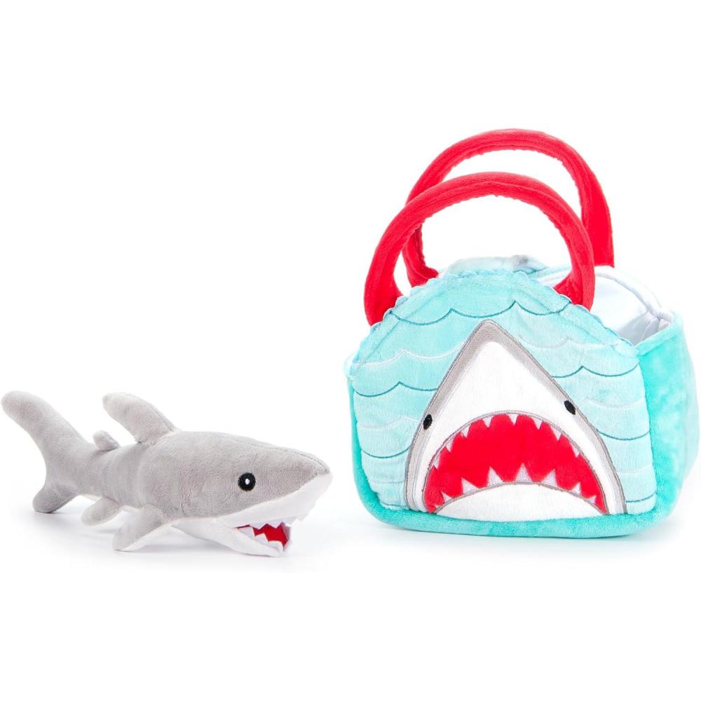 image:imageThe Petting Zoo Shark Stuffed Animal Plushie and Purse Set Gifts for Kids Sealife Animal Toy Gray Shark Plush Toy and Purse Pet Carrier