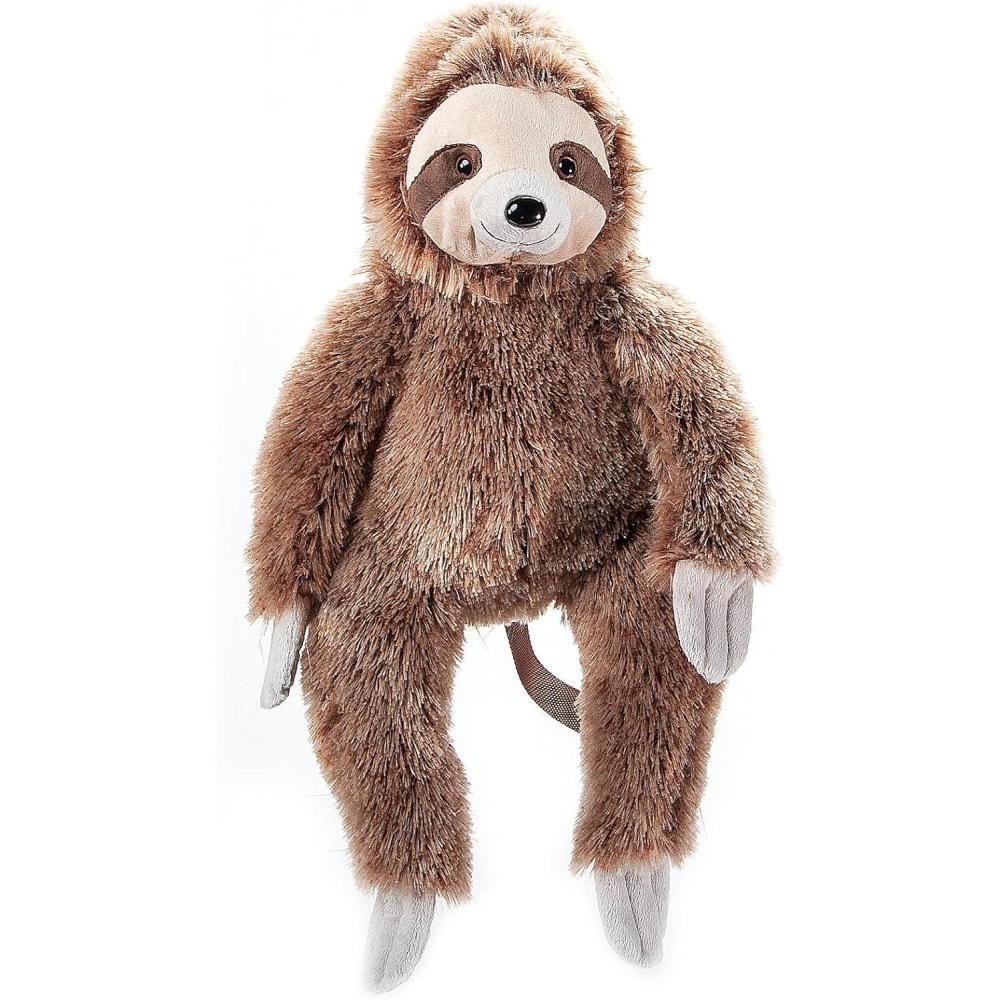 image:imageThe Petting Zoo Sloth Stuffed Animal Plushie Backpack Gifts for Kids Wildlife Animal Toy Brown Sloth Plush Toy Book Bag 20 inches
