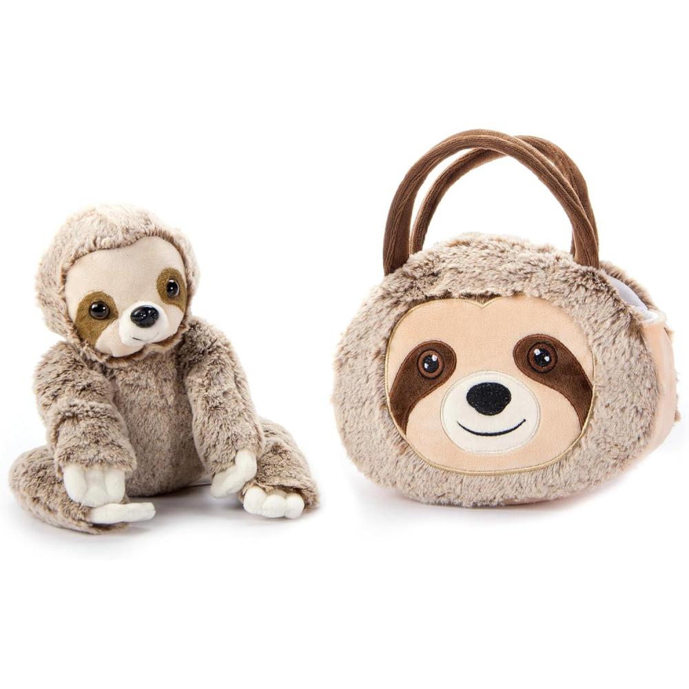 image:imageThe Petting Zoo Sloth Stuffed Animal Plushie and Purse Set Gifts for Kids Wildlife Animal Toy Sloth Plush Toy and Purse Pet Carrier