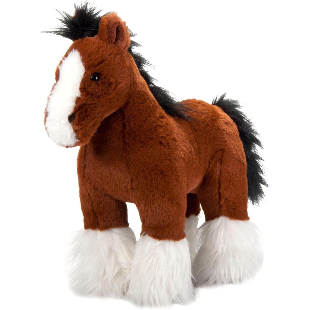 image:imageThe Petting Zoo Standing Clydesdale Horse Stuffed Animal Plushie Gifts for Kids Wild Onez Barnyard Animals Brown Horse Plush Toy 12 inches
