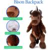 The Petting Zoo Bison Stuffed Animal Plushie Backpack, Gifts for Kids, Wildlife Animal Toy, Brown Bison Plush Toy Book Bag, 20 inches