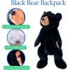 The Petting Zoo Black Bear Stuffed Animal Plushie Backpack, Gifts for Kids, Wildlife Animal Toy, Black Bear Plush Toy Book Bag, 20 inches