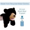 The Petting Zoo Black Bear Stuffed Animal Plushie, Gifts for Kids, Puppetz Animals, Bear Plush Toy 15 Inches