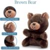 The Petting Zoo Brown Bear Stuffed Animal Plushie, Gifts for Kids, Nuggetz Wildlife Animals, Bear Panda Plush Toy, 6 inches(Small)