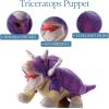 The Petting Zoo Dinosaur Triceratops Stuffed Animal Plushie, Gifts for Kids, Puppetz Animals, Purple Dinosaur Plush Toy 16 Inches