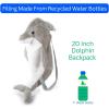 The Petting Zoo Dolphin Stuffed Animal Plushie Backpack, Gifts for Kids, Sealife Animal Toy, Grey Dolphin Plush Toy Book Bag, 20 inches
