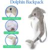 The Petting Zoo Dolphin Stuffed Animal Plushie Backpack, Gifts for Kids, Sealife Animal Toy, Grey Dolphin Plush Toy Book Bag, 20 inches