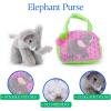 The Petting Zoo Elephant Stuffed Animal Plushie and Purse Set, Gifts for Kids, Wildlife Animal Toy, Gray Elephant Plush Toy and Purse Pet Carrier