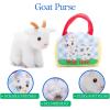 The Petting Zoo Goat Stuffed Animal Plushie and Purse Set, Gifts for Kids, Wildlife Animal Toy, White Goat Plush Toy and Purse Pet Carrier