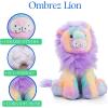 The Petting Zoo Lion Stuffed Animal Plushie, Ombrez Wildlife Animals, Rainbow Zoologee Lion Plush Toy 12 inches