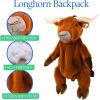The Petting Zoo Longhorn Stuffed Animal Plushie Backpack, Gifts for Kids, Wildlife Animal Toy, Brown Longhorn Plush Toy Book Bag, 20 inches