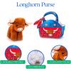The Petting Zoo Longhorn Stuffed Animal Plushie and Purse Set, Gifts for Kids, Wildlife Animal Toy, Brown Longhorn Plush Toy and Purse Pet Carrier