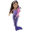 The Petting Zoo Mermaid Doll with Flamingo Stuffed Animal- Great Gifts for Girls, Mermaid Plush Doll with Flamingo Plush Toy, 17 inch (Dark Skin)