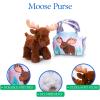 The Petting Zoo Moose Stuffed Animal Plushie and Purse Set, Gifts for Kids, Wildlife Animal Toy, Brown Moose Plush Toy and Purse Pet Carrier