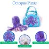 The Petting Zoo Octopus Stuffed Animal Plushie and Purse Set, Gifts for Kids, Sealife Animal Toy, Purple Octopus Plush Toy and Purse Pet Carrier
