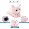The Petting Zoo Pig Stuffed Animal Plushie Slap Bracelet, Gifts for Kids, Slapstix Wildlife Animals, Pink Pig Plush Toy, 10 inches