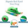 The Petting Zoo Red-Eyed Tree Frog Stuffed Animal Plushie Slap Bracelet, Gifts for Kids, Slapstix Wildlife Animals, Green Frog Plush Toy, 10 inches