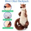 The Petting Zoo River Otter Stuffed Animal Plushie Backpack, Gifts for Kids, Wildlife Animal Toy, Brown River Otter Plush Toy Book Bag, 20 inches