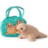 The Petting Zoo Sea Lion Stuffed Animal Plushie and Purse Set, Gifts for Kids, Sealife Animal Toy, Brown Sea Lion Plush Toy and Purse Pet Carrier
