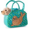 The Petting Zoo Sea Lion Stuffed Animal Plushie and Purse Set, Gifts for Kids, Sealife Animal Toy, Brown Sea Lion Plush Toy and Purse Pet Carrier