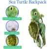 The Petting Zoo Sea Turtle Stuffed Animal Plushie Backpack, Gifts for Kids, Sealife Animal Toy, Green Sea Turtle Plush Toy Book Bag, 20 inches