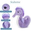 The Petting Zoo Seahorse Stuffed Animal Plushie, Gifts for Kids, Fuzzlez Sealife Animals, Purple Seahorse Plush Toy 12 Inches