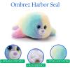 The Petting Zoo Seal Stuffed Animal Plushie, Ombrez Animals, Rainbow Seal Plush Toy 9 inches