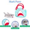 The Petting Zoo Shark Stuffed Animal Plushie and Purse Set, Gifts for Kids, Sealife Animal Toy, Gray Shark Plush Toy and Purse Pet Carrier