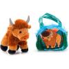 The Petting Zoo Bison Stuffed Animal Plushie and Purse Set, Gifts for Kids, Wildlife Animal Toy, Brown Bison Plush Toy and Purse Pet Carrier