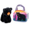 The Petting Zoo Black Bear Stuffed Animal Plushie and Purse Set, Gifts for Kids, Wildlife Animal Toy, Black Bear Plush Toy and Purse Pet Carrier