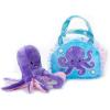The Petting Zoo Octopus Stuffed Animal Plushie and Purse Set, Gifts for Kids, Sealife Animal Toy, Purple Octopus Plush Toy and Purse Pet Carrier