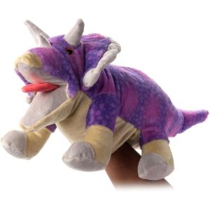 The Petting Zoo Dinosaur Triceratops Stuffed Animal Plushie, Gifts for Kids, Puppetz Animals, Purple Dinosaur Plush Toy 16 Inches