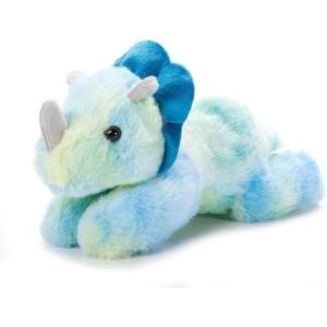 The Petting Zoo Dinosaur Triceratops Stuffed Animal Plushie, Gifts for Kids, Scoopz Dinosaur Animals, Blue Dinosaur Triceratops Plush Toy 8 Inches