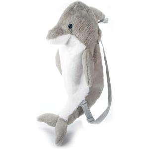 The Petting Zoo Dolphin Stuffed Animal Plushie Backpack, Gifts for Kids, Sealife Animal Toy, Grey Dolphin Plush Toy Book Bag, 20 inches